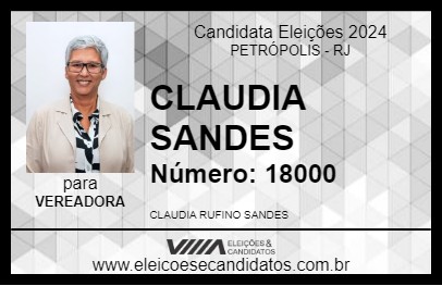 Candidato CLAUDIA SANDES 2024 - PETRÓPOLIS - Eleições