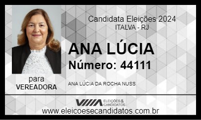 Candidato ANA LÚCIA 2024 - ITALVA - Eleições