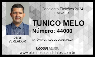 Candidato TUNICO MELO 2024 - ITALVA - Eleições