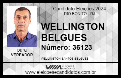 Candidato WELLINGTON BELGUES 2024 - RIO BONITO - Eleições