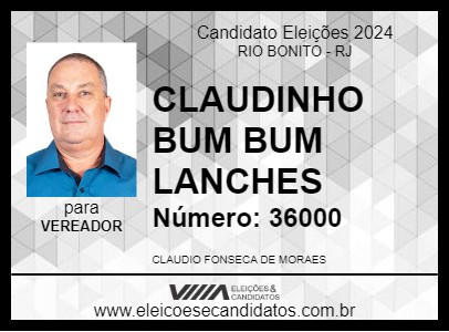 Candidato CLAUDINHO BUM BUM LANCHES 2024 - RIO BONITO - Eleições