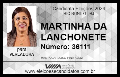 Candidato MARTINHA DA LANCHONETE 2024 - RIO BONITO - Eleições