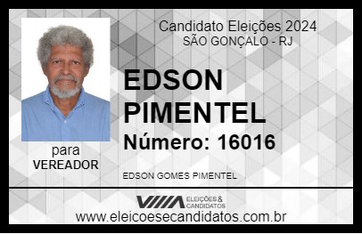 Candidato EDSON PIMENTEL 2024 - SÃO GONÇALO - Eleições