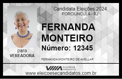 Candidato FERNANDA MONTEIRO 2024 - PORCIÚNCULA - Eleições