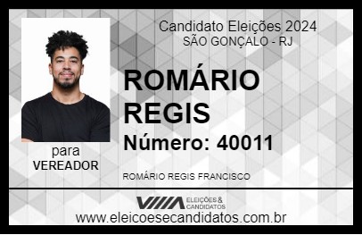 Candidato ROMÁRIO REGIS 2024 - SÃO GONÇALO - Eleições