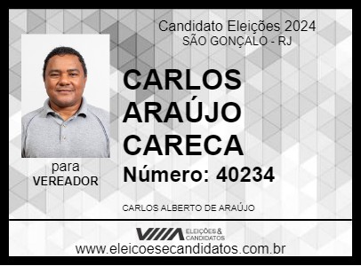 Candidato CARLOS ARAÚJO CARECA 2024 - SÃO GONÇALO - Eleições