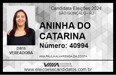 Candidato ANINHA DO CATARINA 2024 - SÃO GONÇALO - Eleições