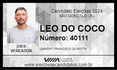 Candidato LEO DO COCO 2024 - SÃO GONÇALO - Eleições