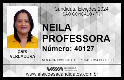 Candidato NEILA PROFESSORA 2024 - SÃO GONÇALO - Eleições