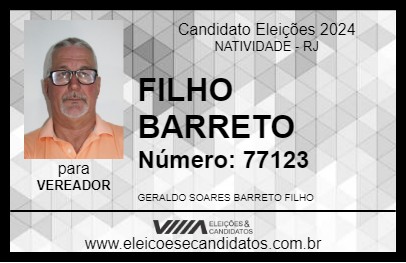 Candidato FILHO BARRETO 2024 - NATIVIDADE - Eleições