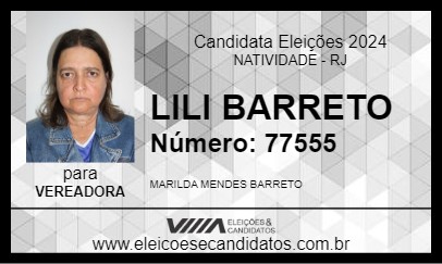 Candidato LILI BARRETO 2024 - NATIVIDADE - Eleições