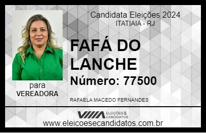 Candidato FAFÁ DO LANCHE 2024 - ITATIAIA - Eleições