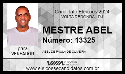 Candidato MESTRE ABEL 2024 - VOLTA REDONDA - Eleições