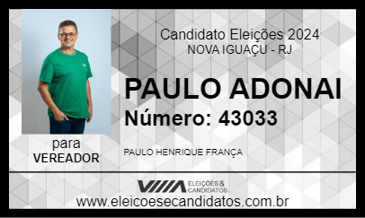 Candidato PAULO ADONAI 2024 - NOVA IGUAÇU - Eleições