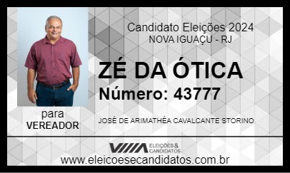 Candidato ZÉ DA ÓTICA 2024 - NOVA IGUAÇU - Eleições