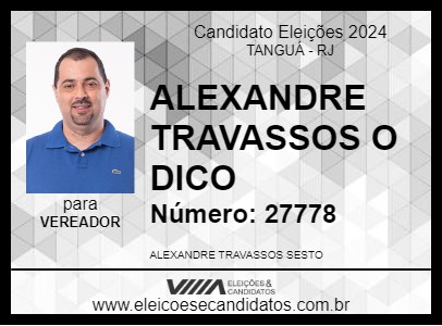 Candidato ALEXANDRE TRAVASSOS O DICO 2024 - TANGUÁ - Eleições