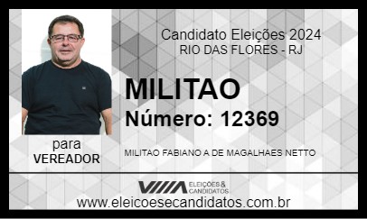 Candidato MILITAO 2024 - RIO DAS FLORES - Eleições