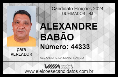 Candidato ALEXANDRE BABÃO 2024 - QUEIMADOS - Eleições