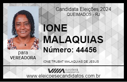 Candidato IONE MALAQUIAS 2024 - QUEIMADOS - Eleições