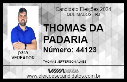 Candidato THOMAS DA PADARIA 2024 - QUEIMADOS - Eleições