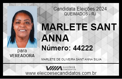 Candidato MARLETE SANT ANNA 2024 - QUEIMADOS - Eleições