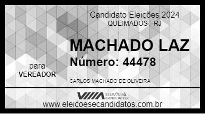 Candidato MACHADO LAZ 2024 - QUEIMADOS - Eleições