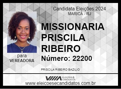 Candidato MISSIONARIA PRISCILA RIBEIRO 2024 - MARICÁ - Eleições