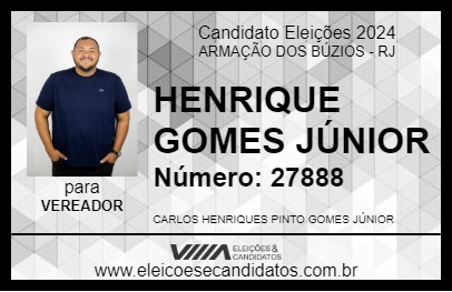 Candidato HENRIQUE GOMES JÚNIOR 2024 - ARMAÇÃO DOS BÚZIOS - Eleições