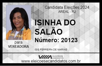 Candidato ISINHA DO SALÃO 2024 - AREAL - Eleições