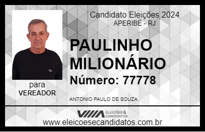 Candidato PAULINHO MILIONÁRIO 2024 - APERIBÉ - Eleições