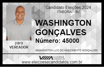 Candidato WASHINGTON GONÇALVES 2024 - ITABORAÍ - Eleições