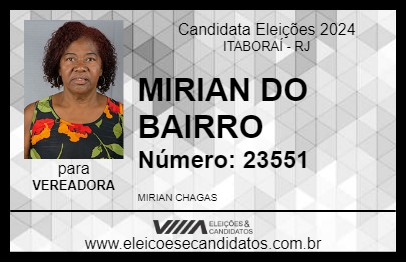 Candidato MIRIAN DO BAIRRO 2024 - ITABORAÍ - Eleições