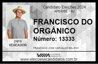 Candidato FRANCISCO DO ORGÂNICO 2024 - APERIBÉ - Eleições