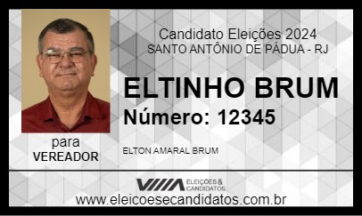 Candidato ELTINHO BRUM 2024 - SANTO ANTÔNIO DE PÁDUA - Eleições