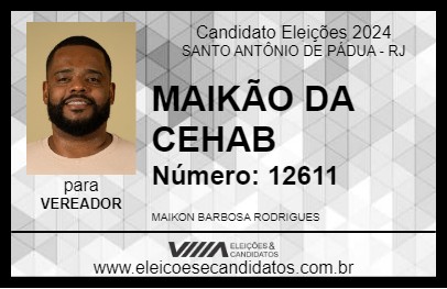 Candidato MAIKÃO DA CEHAB 2024 - SANTO ANTÔNIO DE PÁDUA - Eleições