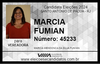 Candidato MARCIA FUMIAN 2024 - SANTO ANTÔNIO DE PÁDUA - Eleições