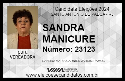 Candidato SANDRA MANICURE 2024 - SANTO ANTÔNIO DE PÁDUA - Eleições