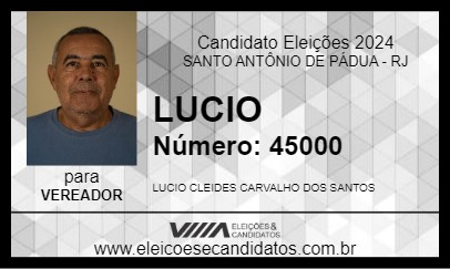 Candidato LUCIO 2024 - SANTO ANTÔNIO DE PÁDUA - Eleições