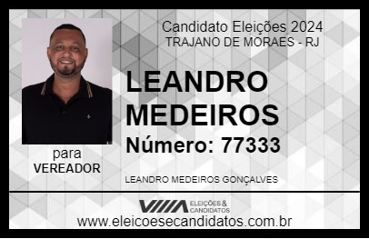 Candidato LEANDRO MEDEIROS 2024 - TRAJANO DE MORAES - Eleições