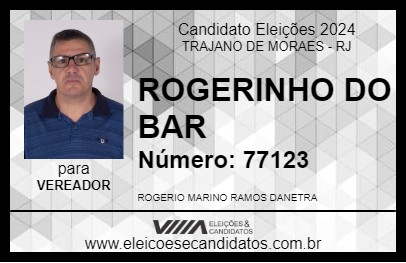 Candidato ROGERINHO DO BAR 2024 - TRAJANO DE MORAES - Eleições