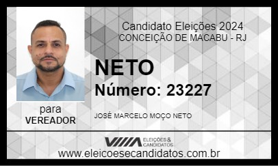 Candidato NETO 2024 - CONCEIÇÃO DE MACABU - Eleições