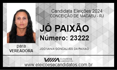 Candidato JÔ PAIXÃO 2024 - CONCEIÇÃO DE MACABU - Eleições