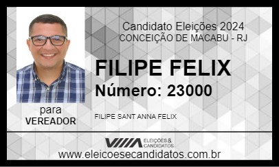 Candidato FILIPE FELIX 2024 - CONCEIÇÃO DE MACABU - Eleições