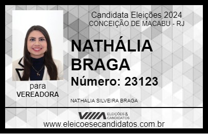 Candidato NATHÁLIA BRAGA 2024 - CONCEIÇÃO DE MACABU - Eleições