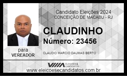 Candidato CLAUDINHO 2024 - CONCEIÇÃO DE MACABU - Eleições