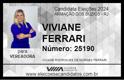 Candidato VIVIANE FERRARI 2024 - ARMAÇÃO DOS BÚZIOS - Eleições