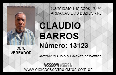 Candidato CLAUDIO BARROS 2024 - ARMAÇÃO DOS BÚZIOS - Eleições