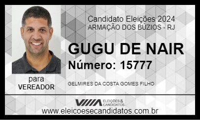 Candidato GUGU DE NAIR 2024 - ARMAÇÃO DOS BÚZIOS - Eleições