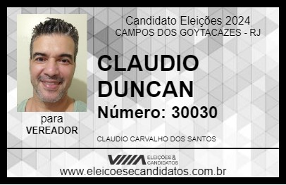 Candidato CLAUDIO DUNCAN 2024 - CAMPOS DOS GOYTACAZES - Eleições