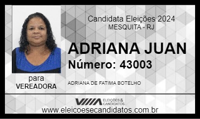 Candidato ADRIANA JUAN 2024 - MESQUITA - Eleições